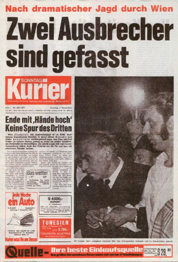 Titelseite des „Sonntag Kurier“ vom 7. November 1971: Zwei Ausbrecher sind gefasst.