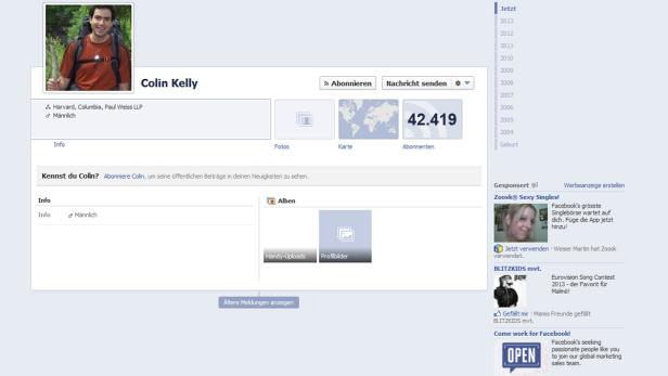 Ein Screenshot eines Facebook-Profils von Colin Kelly.