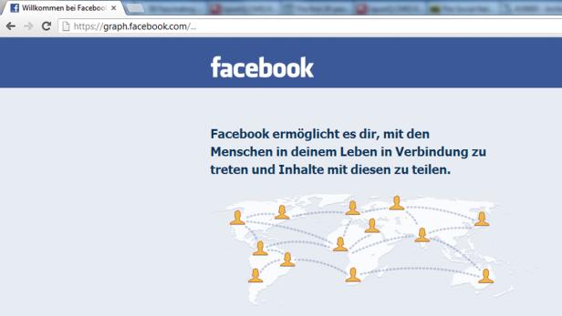Die Facebook-Startseite mit dem Logo und dem Slogan, Menschen zu verbinden.
