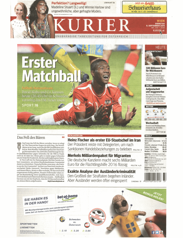 Titelseiten vom 08.09.2015