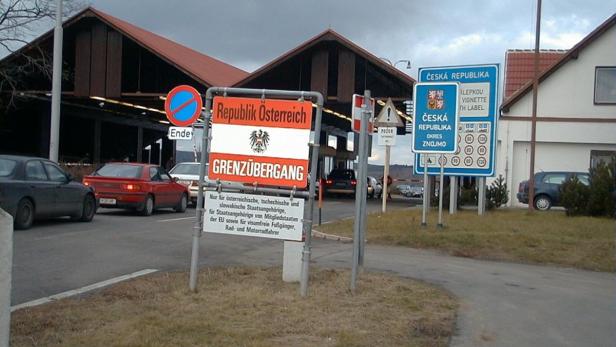 Ein Grenzübergang zwischen Österreich und der Tschechischen Republik.