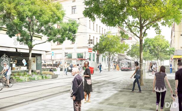 Thaliastraße neu: Tempo 30, mehr Grün, mehr Platz für Fußgänger