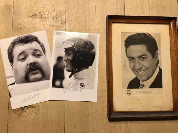 Drei Schwarz-Weiß-Porträts von Helmut Qualtinger, Jochen Rindt und Vico Torriani.