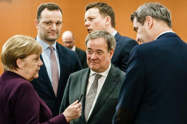 German Chancellor Angela Merkel meets heads of regional state governments to coordinate coronavirus actions