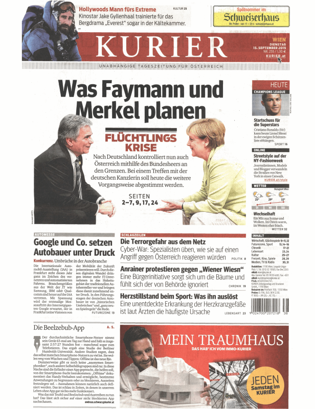 Titelseiten vom 15.09.2015