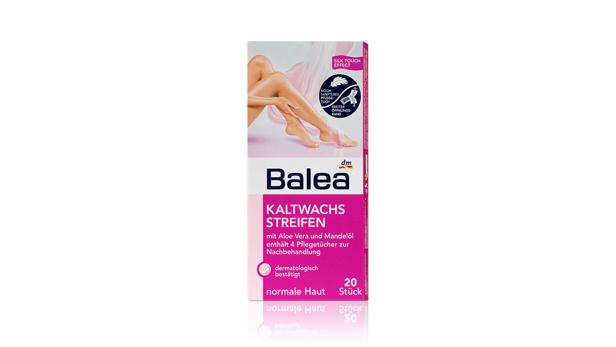 Die Verpackung der Balea Kaltwachsstreifen für normale Haut.