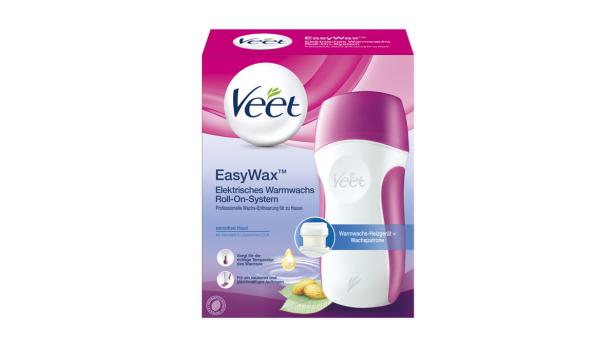 Ein Veet EasyWax Elektrisches Warmwachs Roll-On-System für professionelle Wachs-Enthaarung zu Hause.