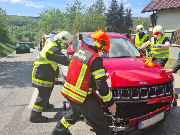 Feuerwehr Krems im Einsatz: Pkw-Lenker prallte gegen Lichtmast