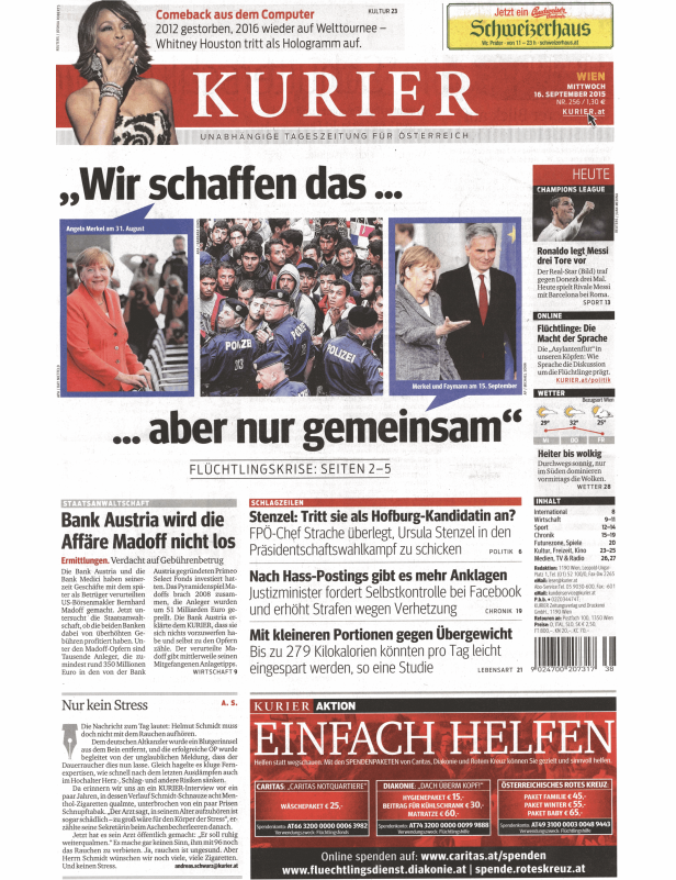 Titelseiten vom 16.09.2015