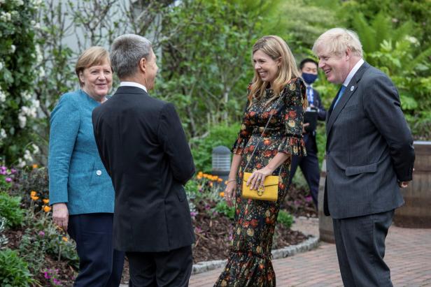Reception at The Eden Project on the sidelines of the G7 summit in Cornwall Womit die Queen G7-Staats- und Regierungschefs zum Lachen brachte