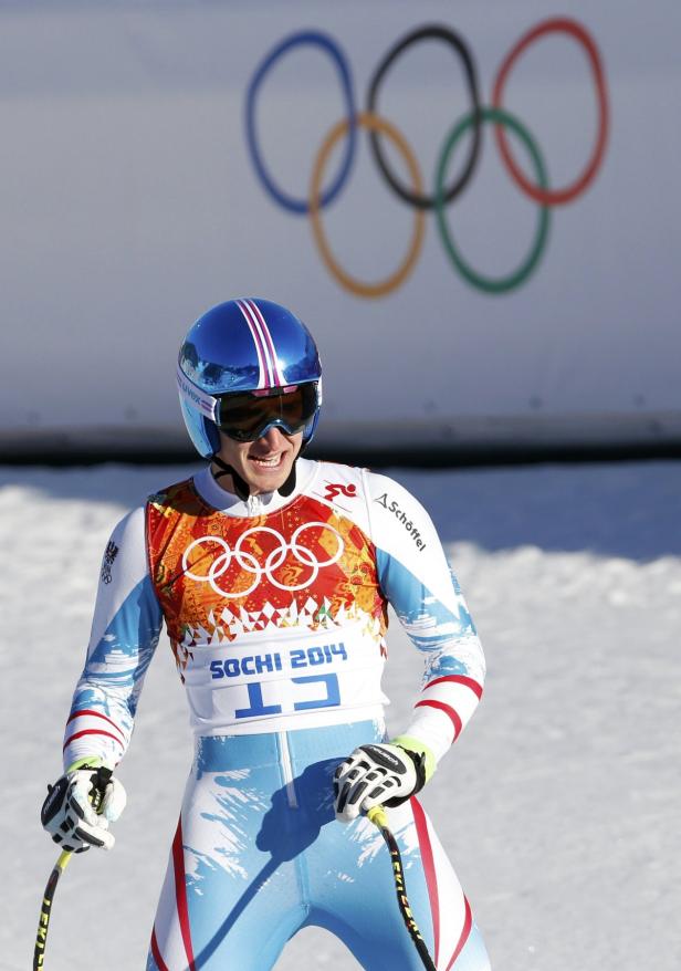 Ein Skirennläufer bei den Olympischen Winterspielen 2014 in Sotschi.
