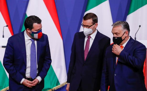 Hungary's PM Orban, Poland's PM Morawiecki and Italy's League party leader Salvini meet in Budapest