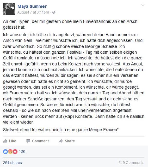 Nach Po-Grapscher: Frau veröffentlicht wütendes Posting