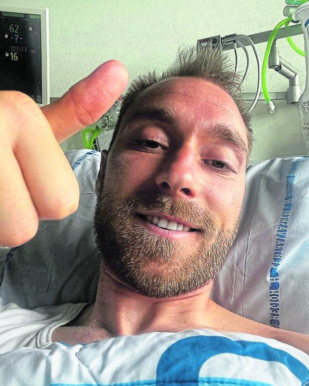 FILE PHOTO: Danish footballer Eriksen gives a thumbs-up at Rigshospitalet in Copenhagen FILE PHOTO: Danish footballer Eriksen gives a thumbs-up at Rigshospitalet in Copenhagen