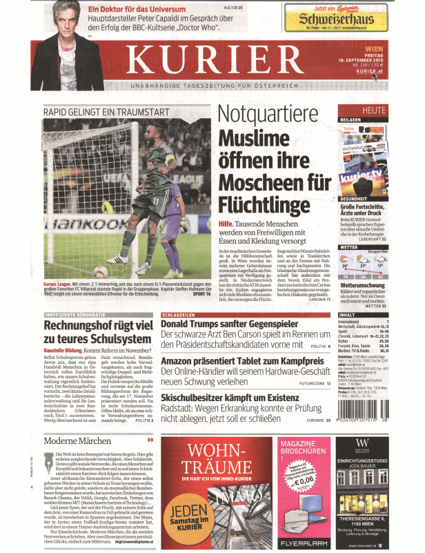 Titelseiten vom 18.09.2015