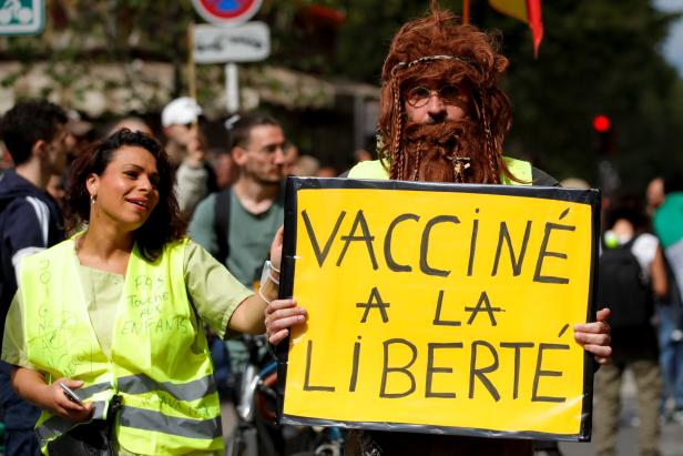 A protest against COVID-19 health pass in France