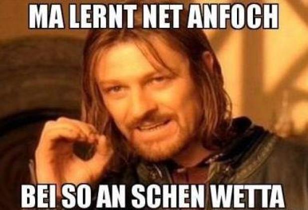Sean Bean als Boromir in einem Meme über das Lernen bei schönem Wetter.