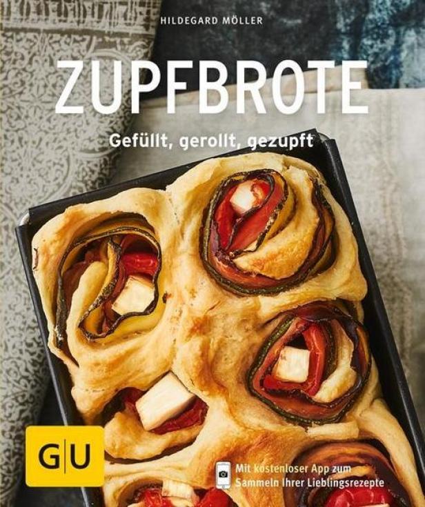 Das Cover des Buches „Zupfbrote“ von Hildegard Möller zeigt ein gefülltes Zupfbrot.