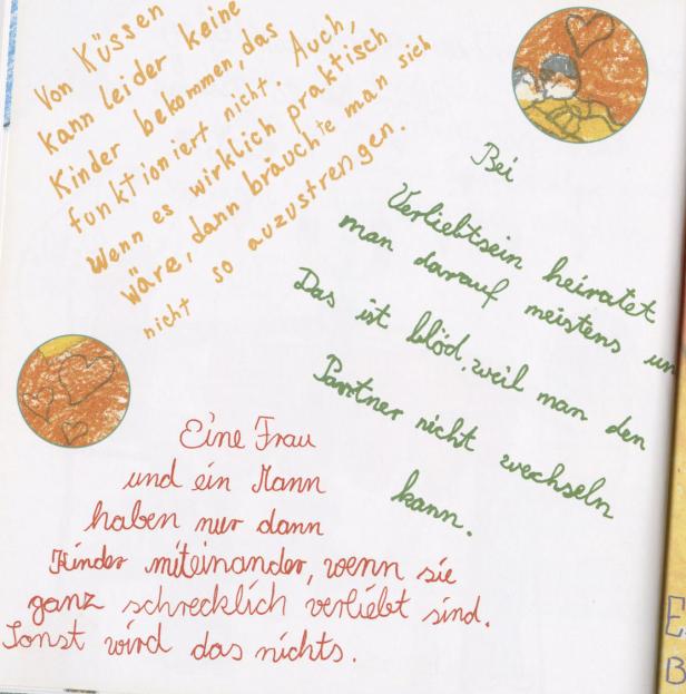 Ein Blatt Papier mit verschiedenen handschriftlichen Texten über Liebe und Beziehungen.