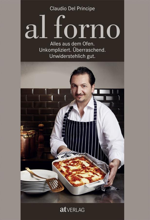 Das Cover des Kochbuchs „al forno“ von Claudio Del Principe mit einer Lasagne.