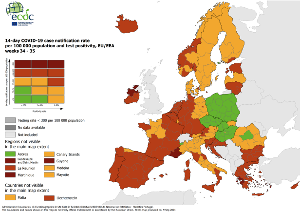 Neue Corona-Karte: Ganz Kroatien rot eingefärbt