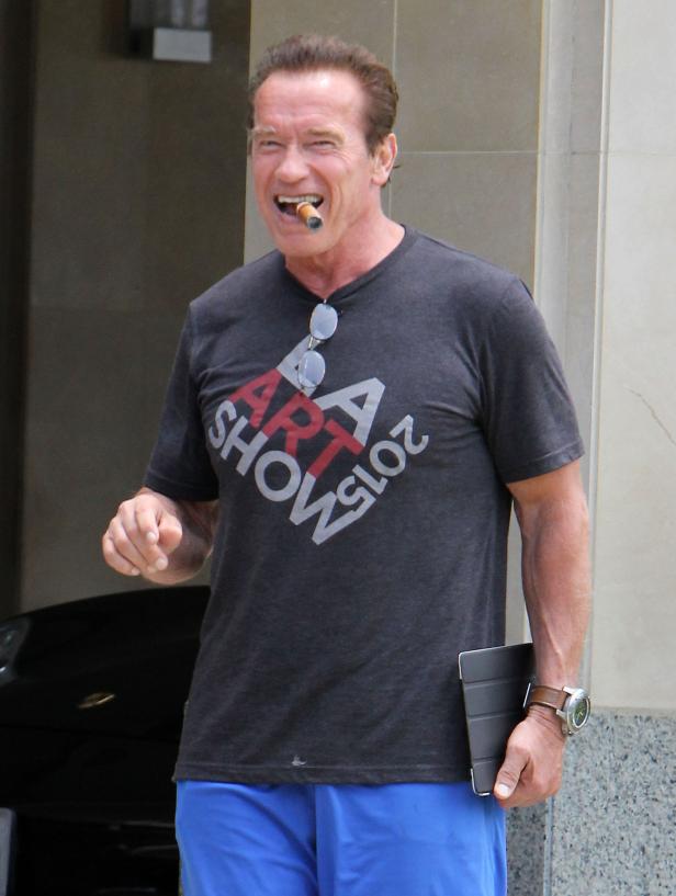 Rupprechter beschenkt Arnie mit E-Zigarette