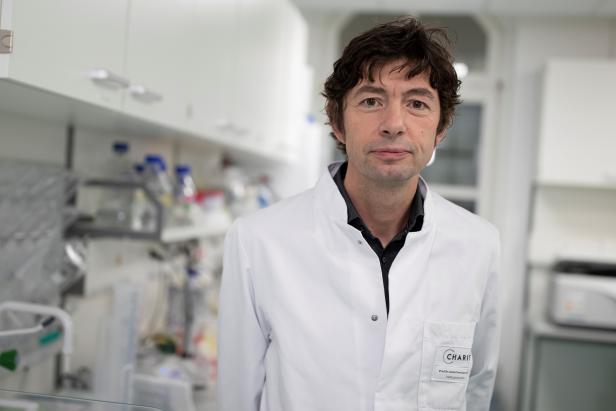 Christian Drosten, the director of the virology department, is seen at the Charite hospital in Berlin