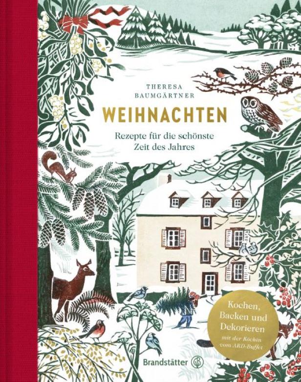 Das Cover des Buches „Weihnachten“ von Theresa Baumgärtner mit winterlichen Illustrationen.