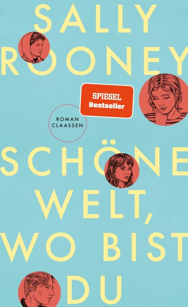 Das Buch „Schöne Welt, wo bist du“ von Sally Rooney, ein Spiegel-Bestseller, mit Illustrationen von vier Personen.