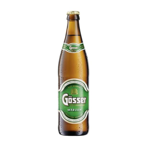 Eine Flasche Gösser Märzen Bier.