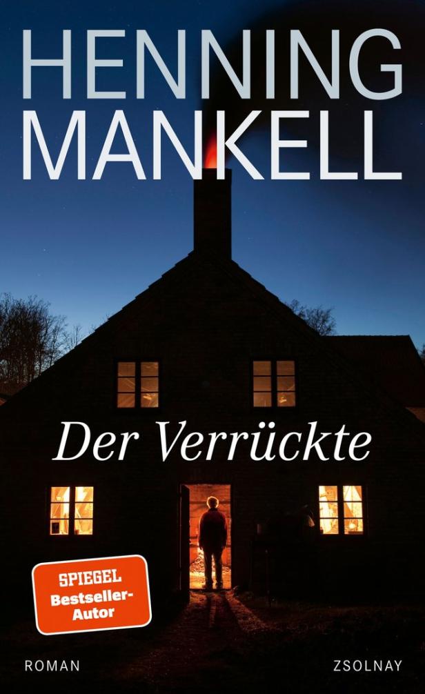 Das Buchcover von Henning Mankells „Der Verrückte“ zeigt ein dunkles Haus mit erleuchteten Fenstern.