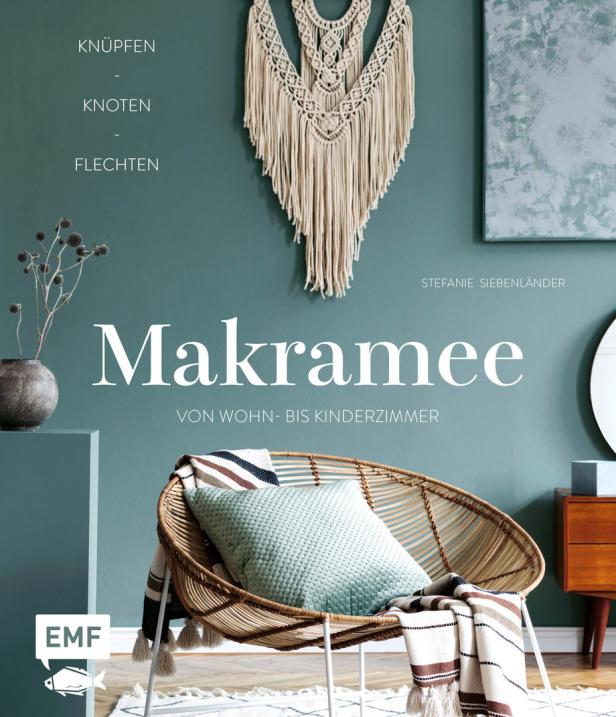 Das Cover eines Buches über Makramee-Techniken für Wohn- und Kinderzimmer.