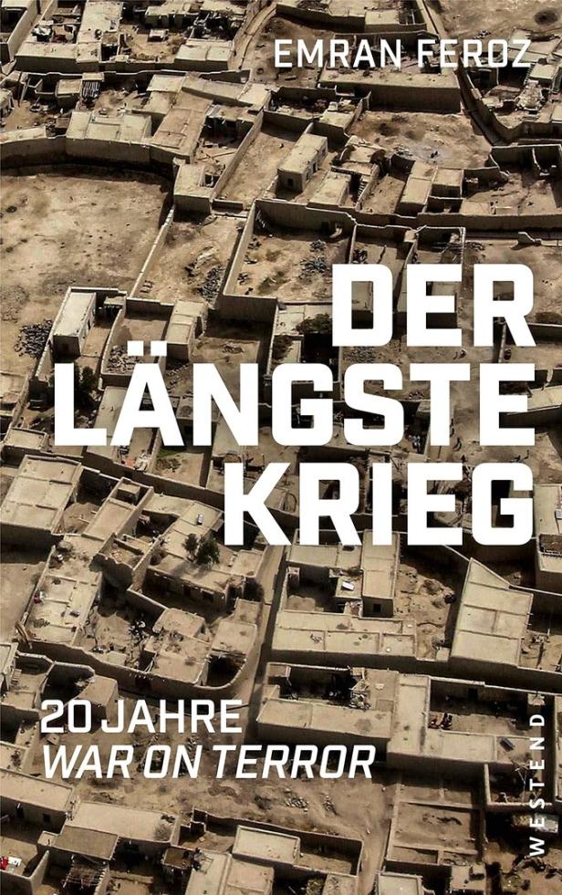 Das Cover des Buches „Der längste Krieg“ von Emran Feroz zeigt eine Luftaufnahme einer zerstörten Stadt.