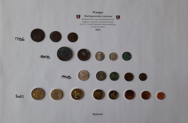 Historische Münzen in Eckartsauer Steinpranger entdeckt