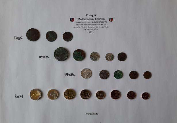 Historische Münzen in Eckartsauer Steinpranger entdeckt