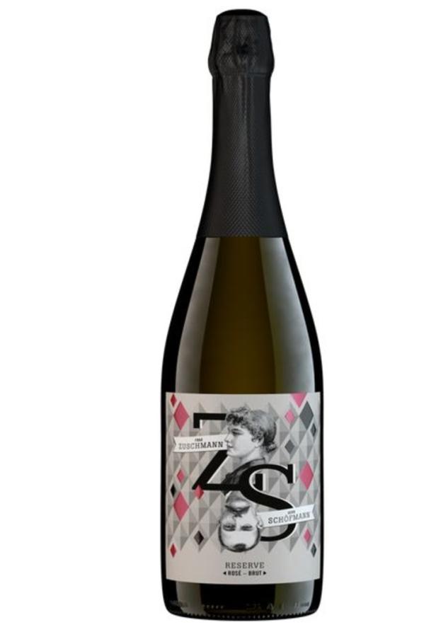 Eine Flasche ZS Reserve Rosé Brut Sekt von Zuschmann-Schöfmann.