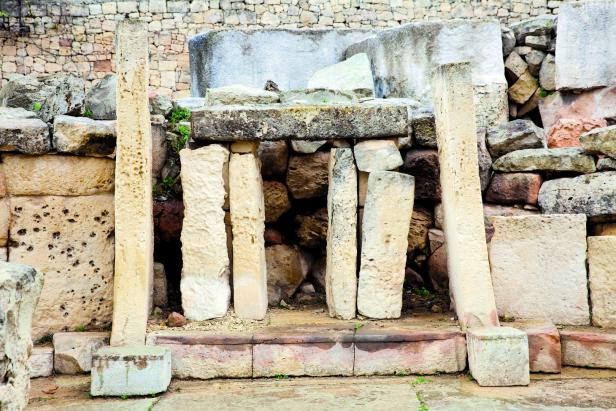 Eine Nahaufnahme der Megalithtempel von Tarxien auf Malta.