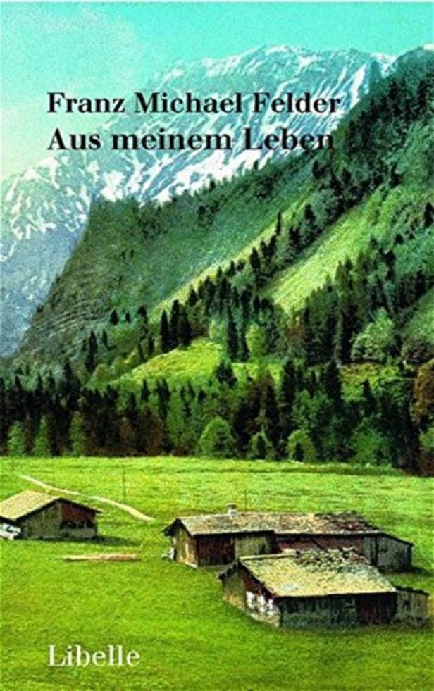 Das Cover des Buches „Aus meinem Leben“ von Franz Michael Felder zeigt eine grüne Berglandschaft.