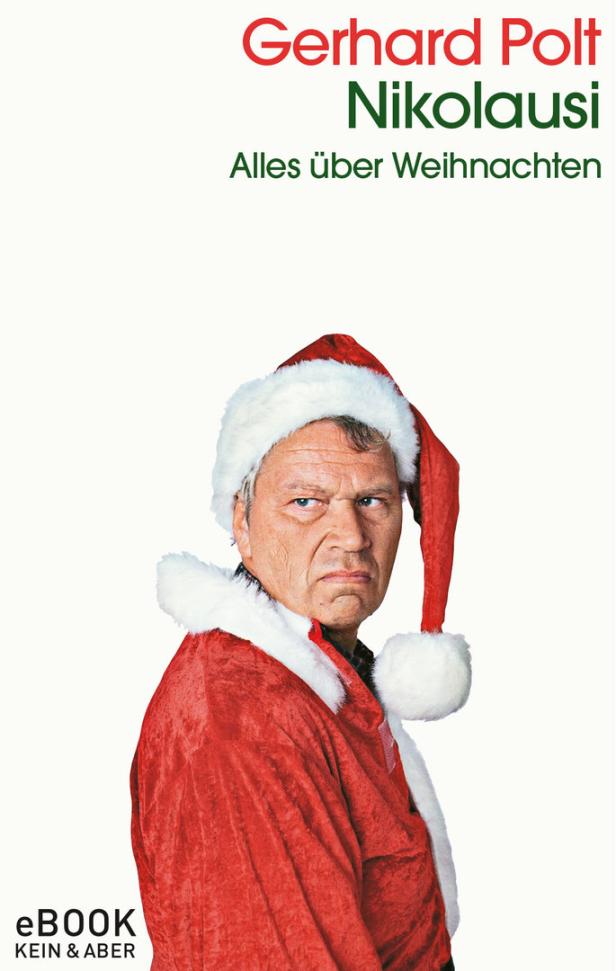 Das Cover des Buches „Nikolausi – Alles über Weihnachten“ von Gerhard Polt zeigt Polt als grimmigen Weihnachtsmann.