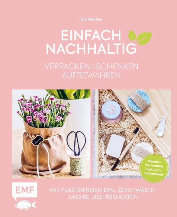 Ein Arrangement mit nachhaltigen Produkten und DIY-Materialien, präsentiert auf einem Tisch.