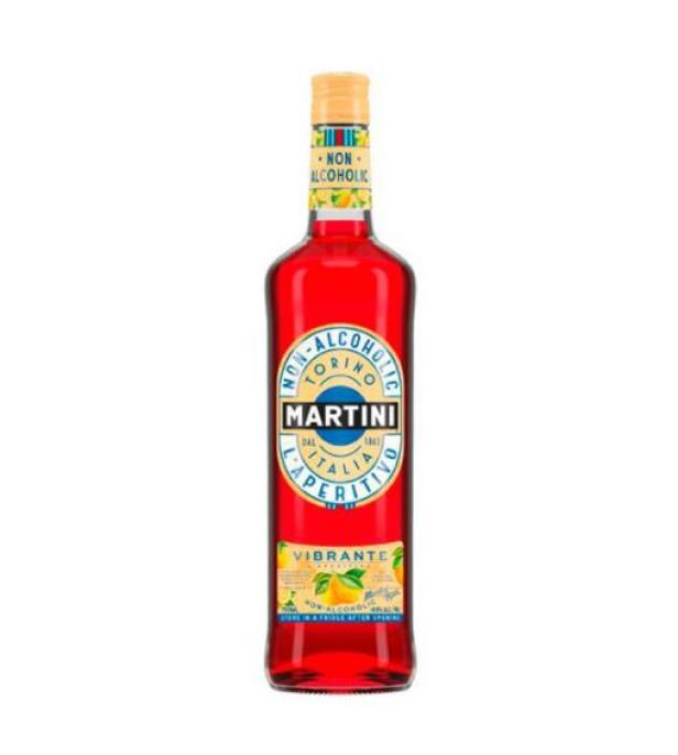 Eine Flasche Martini Vibrante, eine alkoholfreie Aperitif-Alternative.