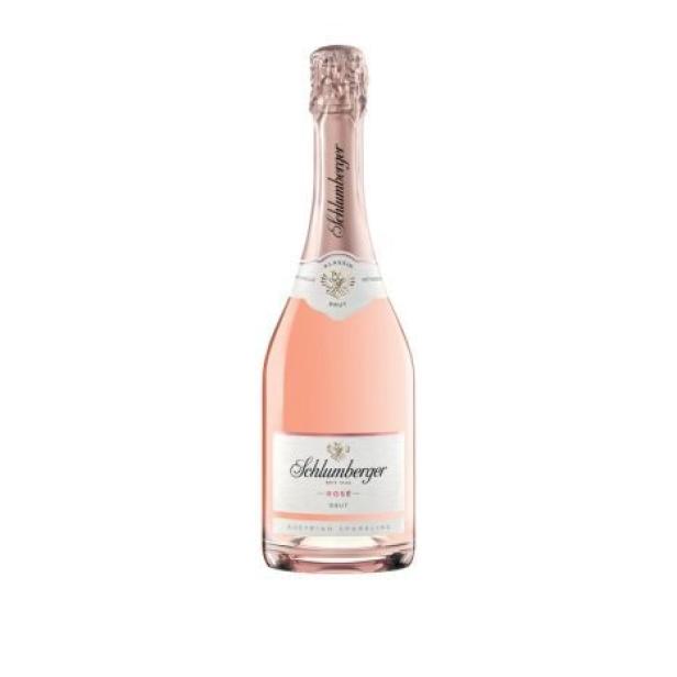 Eine Flasche Schlumberger Rosé Sekt.