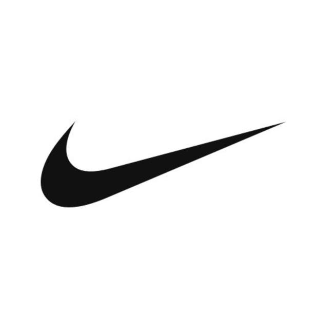 Das schwarze Nike-Logo auf einem weißen Hintergrund.