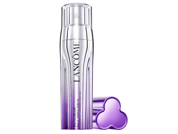 Eine Flasche Lancôme Rénergie H.C.F. Triple Serum mit abgenommenem Deckel.
