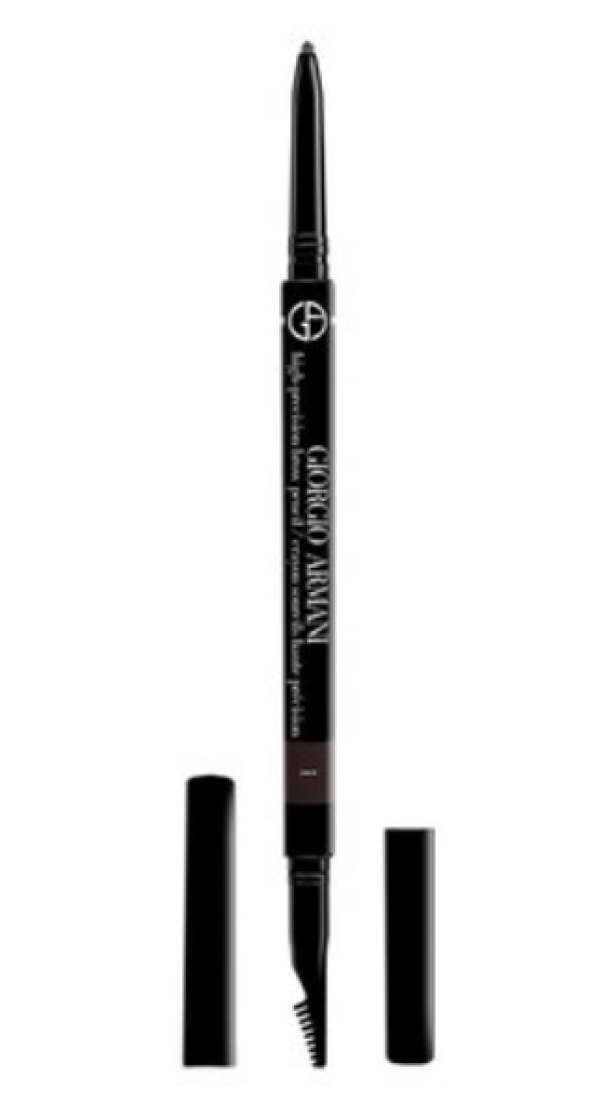 Ein Augenbrauenstift von Giorgio Armani mit zwei abgenommenen Kappen.