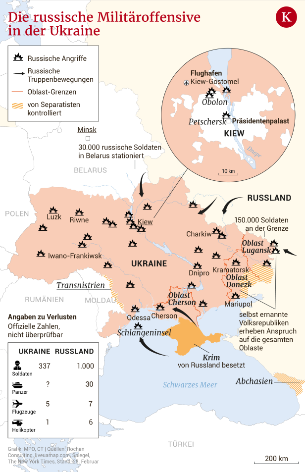 Angriff auf die Ukraine: Was in der Nacht geschehen ist