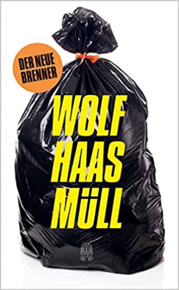 Das Cover des Buches „Müll“ von Wolf Haas zeigt einen schwarzen Müllsack.