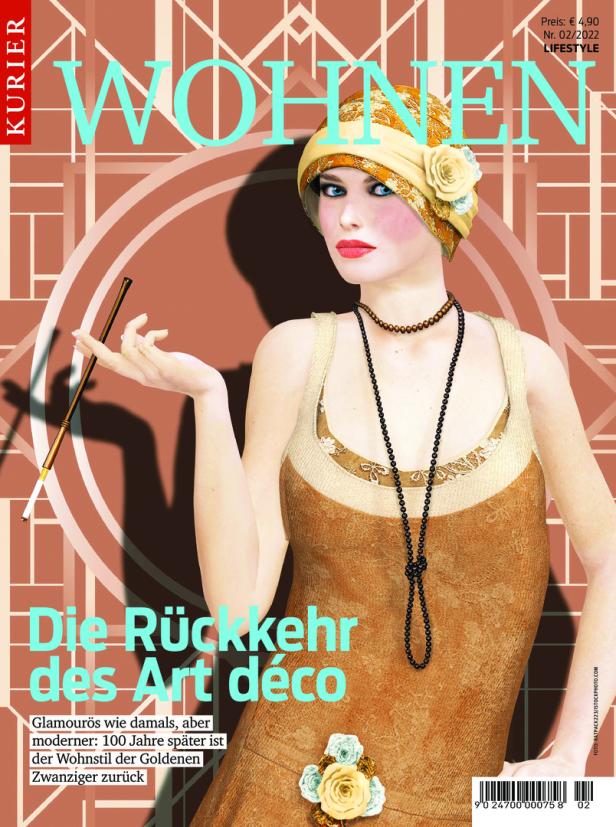 Das Cover des Kurier Wohnen Magazins zeigt eine Frau im Stil der 1920er Jahre.