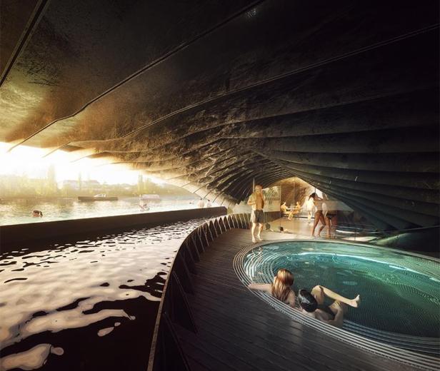 Das Badeschiff in Prag bietet Schwimmbecken und Zugang zum Fluss.