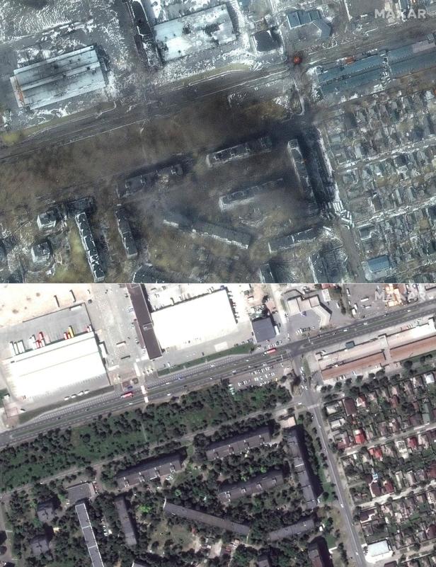 Das Grauen aus der Luft: Satellitenbilder zeigen Zerstörung in Ukraine